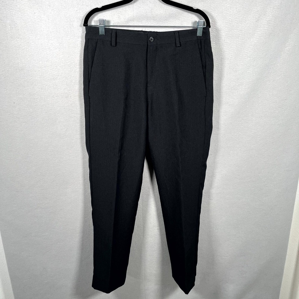 Kenneth Cole Dress Pants Men 34W Gray Pinstripe Straight Career Formal Business